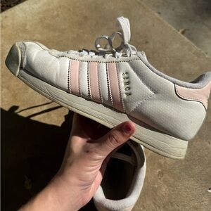 adidas Women's White and Light Pink Sneakers
